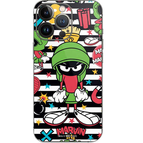 Looney Tunes Marvin the Martian Striped Patches iPhone 13 Pro Skin