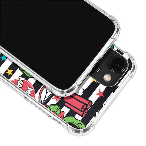 Looney Tunes Marvin the Martian Striped Patches iPhone 14 Plus Clear Case