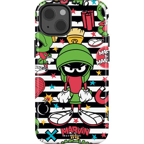 Looney Tunes Marvin the Martian Striped Patches iPhone 15 Impact Case