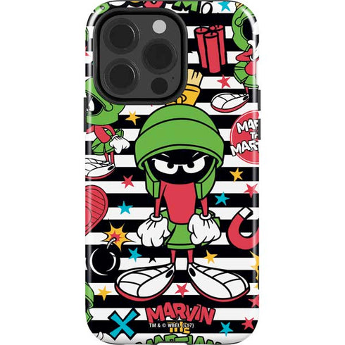 Looney Tunes Marvin the Martian Striped Patches iPhone 15 Pro Impact Case