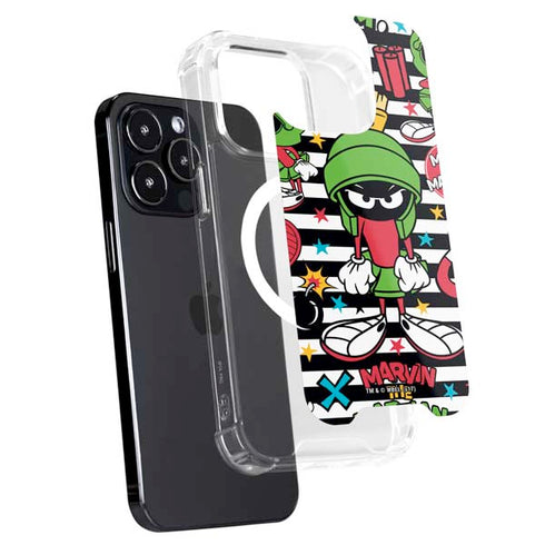 Looney Tunes Marvin the Martian Striped Patches iPhone 15 Pro MagSafe Case