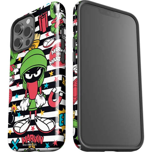 Looney Tunes Marvin the Martian Striped Patches iPhone 15 Pro Max Impact Case