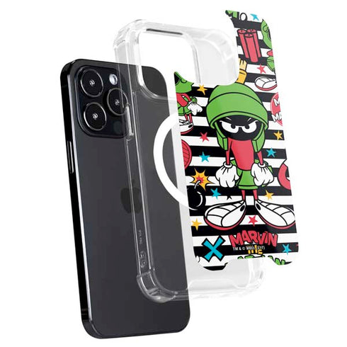 Looney Tunes Marvin the Martian Striped Patches iPhone 14 Pro Max MagSafe Case