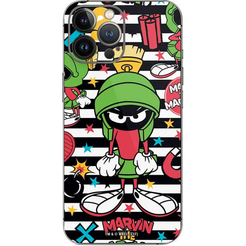 Looney Tunes Marvin the Martian Striped Patches iPhone 14 Pro Max Skin