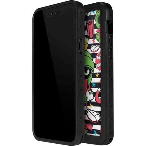 Looney Tunes Marvin the Martian Striped Patches iPhone 14 Pro Max Waterproof Case