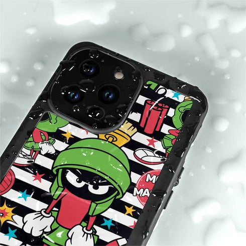 Looney Tunes Marvin the Martian Striped Patches iPhone 14 Pro Max Waterproof Case