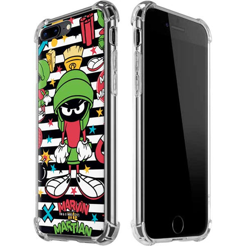 Looney Tunes Marvin the Martian Striped Patches iPhone 7/8 Plus Clear Case