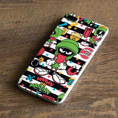 Looney Tunes Marvin the Martian Striped Patches iPhone 8 Plus Skin