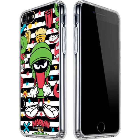 Looney Tunes Marvin the Martian Striped Patches iPhone SE (2nd & 3rd Gen) Clear Case