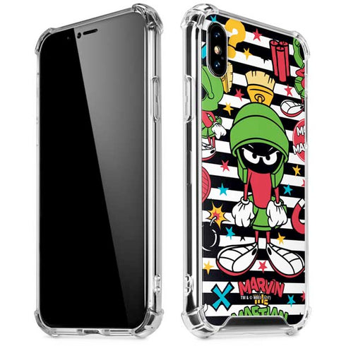 Looney Tunes Marvin the Martian Striped Patches iPhone XS Max Clear Case