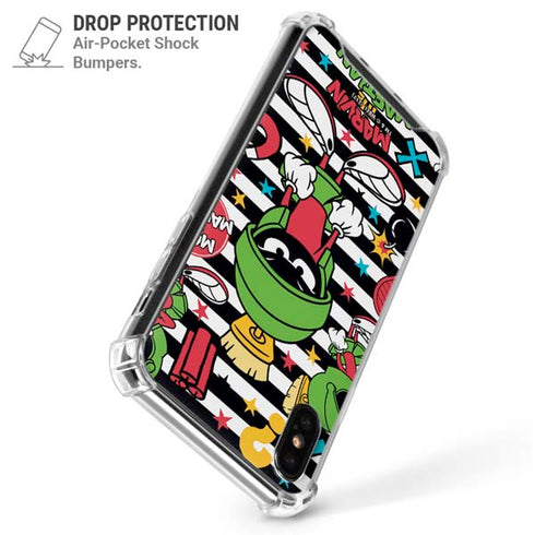Looney Tunes Marvin the Martian Striped Patches iPhone XS Max Clear Case