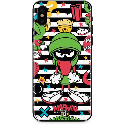 Looney Tunes Marvin the Martian Striped Patches iPhone XS Skin