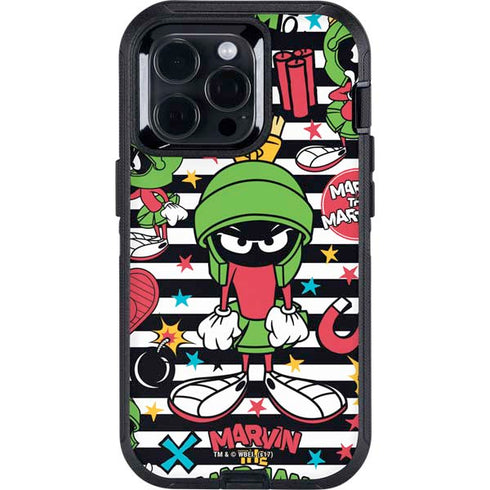 Looney Tunes Marvin the Martian Striped Patches Otterbox Defender iPhone Skin