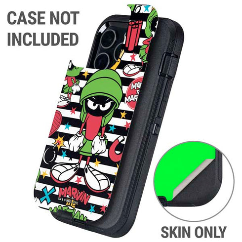 Looney Tunes Marvin the Martian Striped Patches Otterbox Defender iPhone Skin