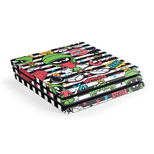 Looney Tunes Marvin the Martian Striped Patches PS4 Pro Console Skin