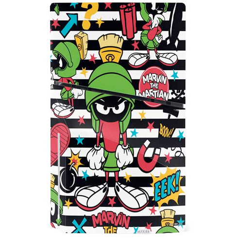 Looney Tunes Marvin the Martian Striped Patches PS5 Slim Disk Bundle Skin