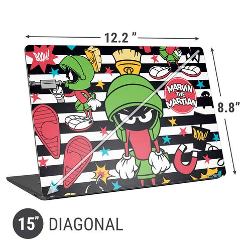 Looney Tunes Marvin the Martian Striped Patches Universal Laptop 15in (12.2 x 8.8in) Skin