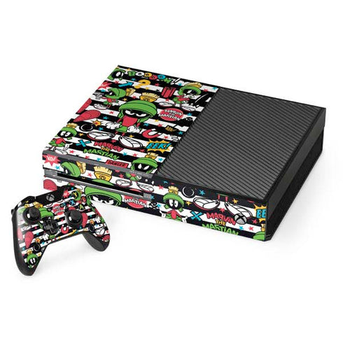 Looney Tunes Marvin the Martian Striped Patches Xbox One Console and Controller Bundle Skin