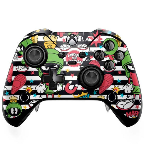 Looney Tunes Marvin the Martian Striped Patches Xbox One Elite Controller Skin
