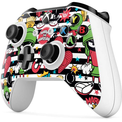 Looney Tunes Marvin the Martian Striped Patches Xbox One S Controller Skin