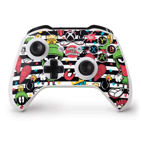 Looney Tunes Marvin the Martian Striped Patches Xbox One S Controller Skin
