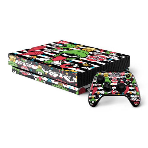 Looney Tunes Marvin the Martian Striped Patches Xbox One X Bundle Skin