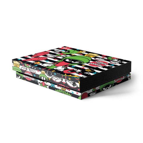 Looney Tunes Marvin the Martian Striped Patches Xbox One X Console Skin