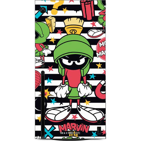 Looney Tunes Marvin the Martian Striped Patches Xbox Series X Console Skin