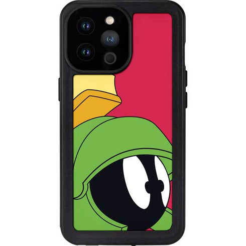 Looney Tunes Marvin The Martian Zoomed In iPhone 14 Pro Max Waterproof Case