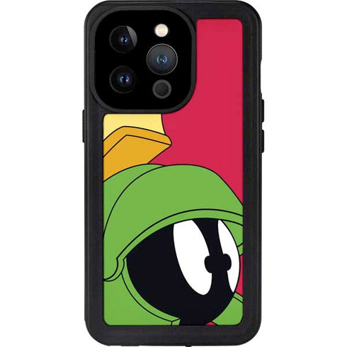 Looney Tunes Marvin The Martian Zoomed In iPhone 14 Pro Waterproof Case
