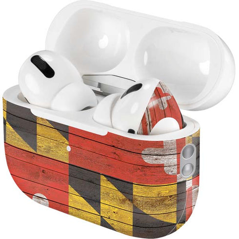 Maryland Flag Dark Wood AirPods Pro 2nd Gen Skin