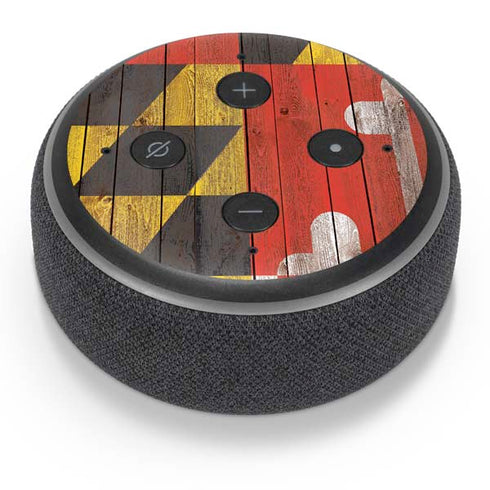 Maryland Flag Dark Wood Amazon Echo Dot Skin