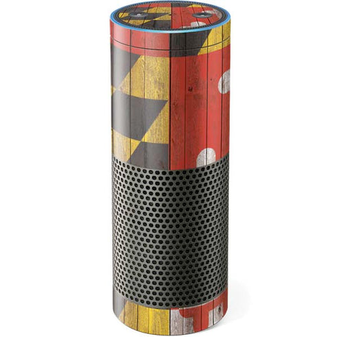 Maryland Flag Dark Wood Amazon Echo Skin
