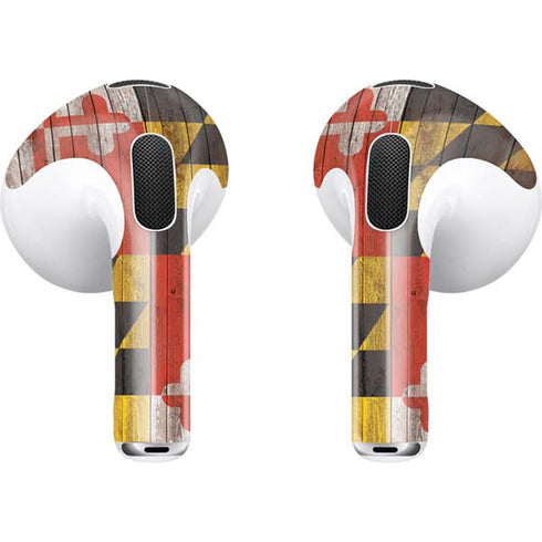Maryland Flag Dark Wood Apple AirPods (3rd Gen 2021) Skin