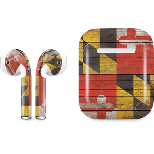 Maryland Flag Dark Wood Apple AirPods Skin