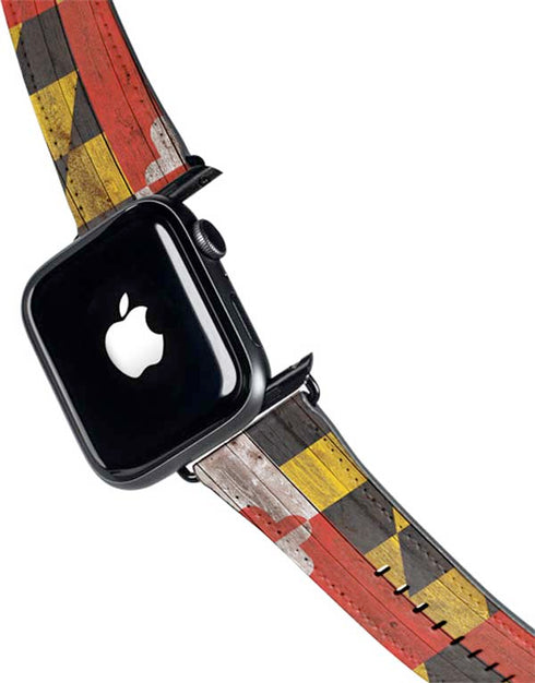 Maryland Flag Dark Wood Apple Watch Band 42-44mm