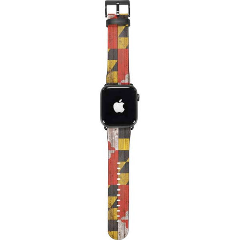 Maryland Flag Dark Wood Apple Watch Band 38-40mm
