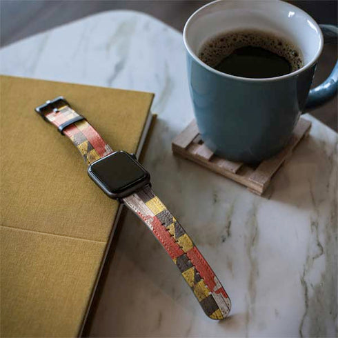 Maryland Flag Dark Wood Apple Watch Band 38-40mm