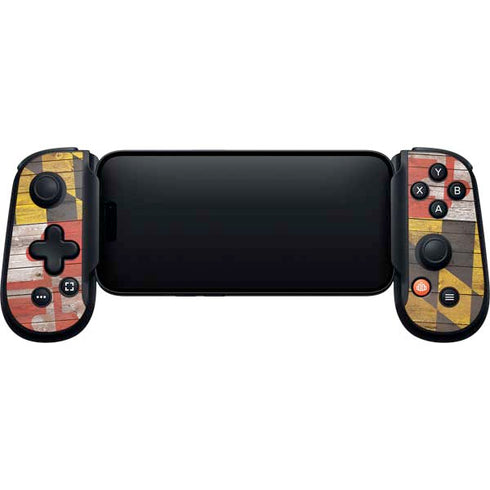Maryland Flag Dark Wood Backbone One for iPhone Game Controller Skin