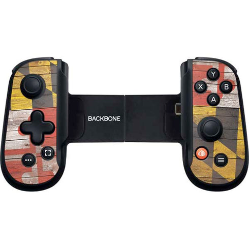 Maryland Flag Dark Wood Backbone One for iPhone Game Controller Skin