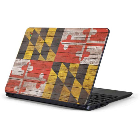 Maryland Flag Dark Wood Samsung Chromebook Skin