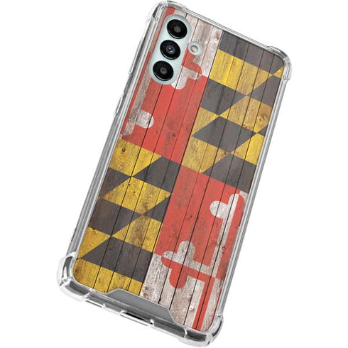 Maryland Flag Dark Wood Galaxy A13 5G Clear Case