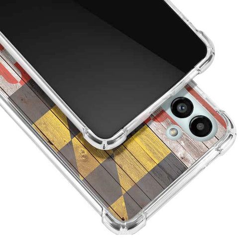 Maryland Flag Dark Wood Galaxy A13 5G Clear Case