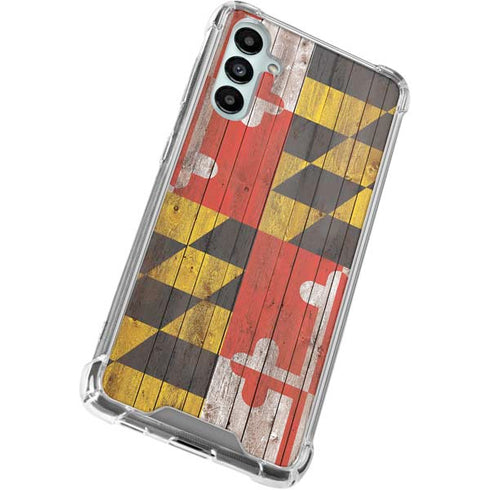 Maryland Flag Dark Wood Galaxy A15 5G Clear Case