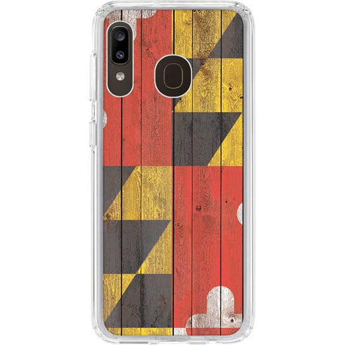 Maryland Flag Dark Wood Galaxy A20 Clear Case