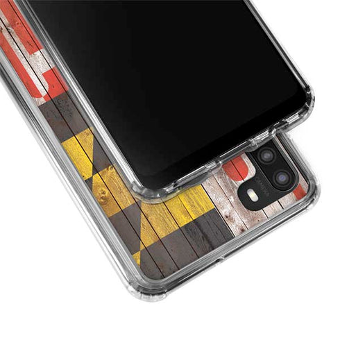 Maryland Flag Dark Wood Galaxy A21 Clear Case