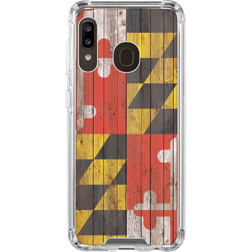 Maryland Flag Dark Wood Galaxy A30 Clear Case