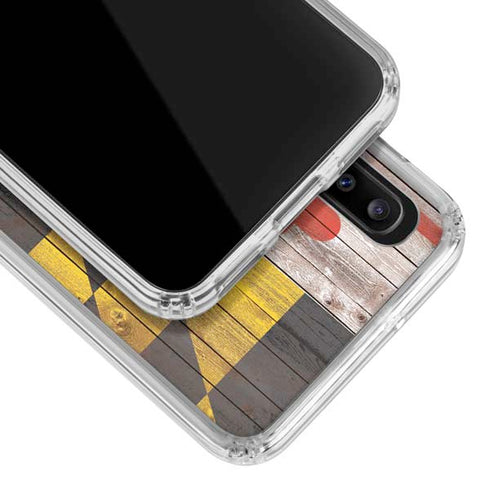 Maryland Flag Dark Wood Galaxy A30 Clear Case