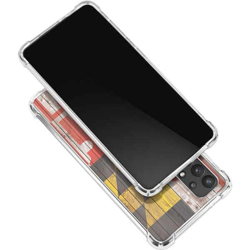 Maryland Flag Dark Wood Galaxy A32 5G Clear Case