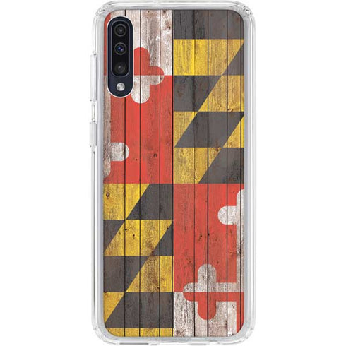 Maryland Flag Dark Wood Galaxy A50 Clear Case